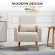 image 6 of HOMCOM Accent Chair, Linen-Touch Armchair with Pillow, Upholstered Leisure Lounge Sofa for Living Room, Club Chair with Rubber Wooden Frame, Cream