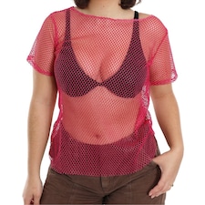 Pink 80s Mesh top Pink | XL