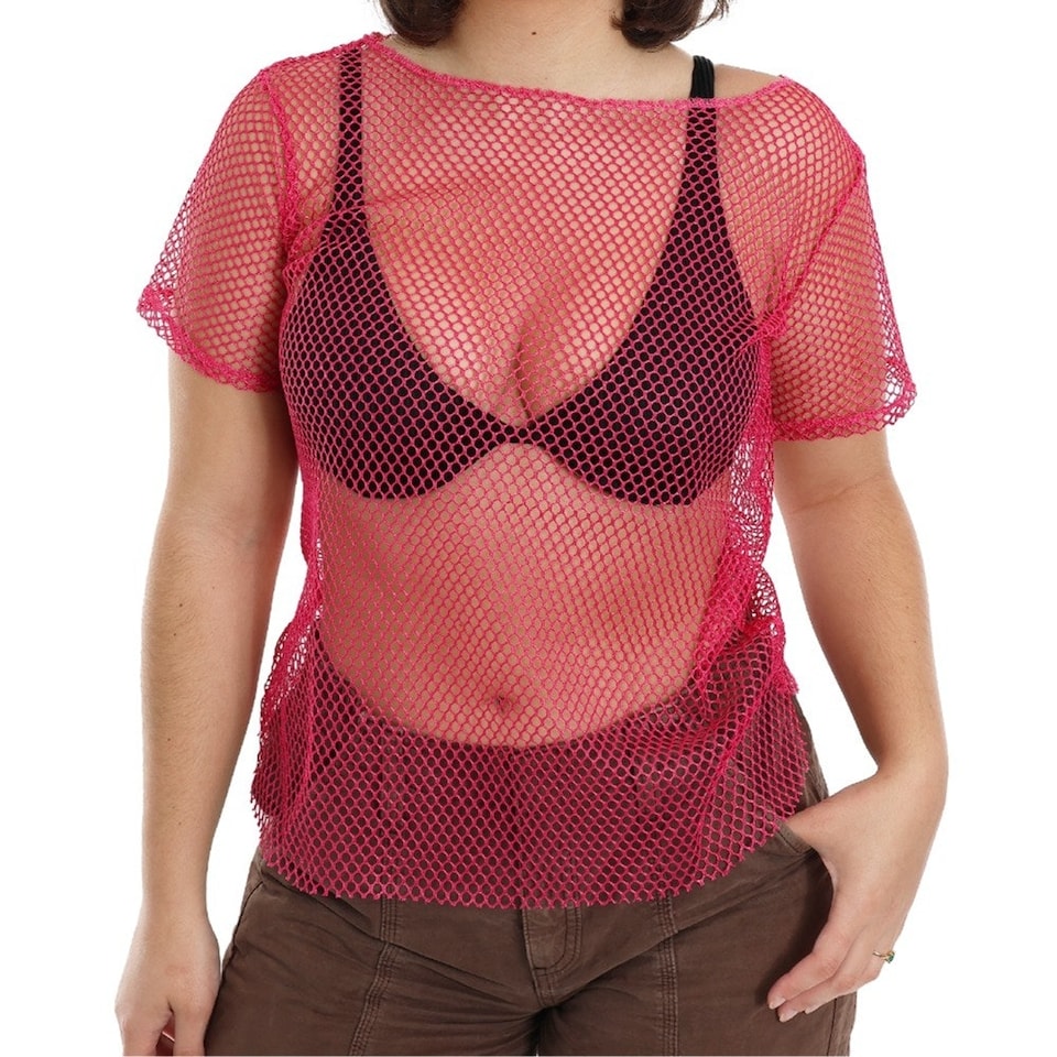 image 1 of Pink 80s Mesh top Pink | XL