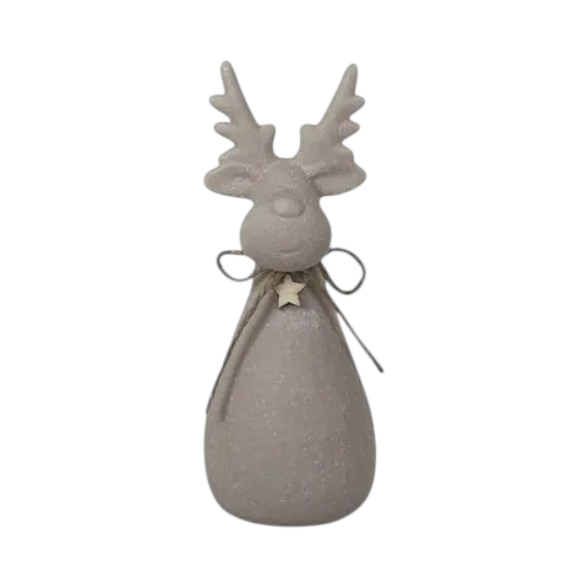 Four Candle Sand Texture Effect Reindeer Decoration 18cm in Yellow
