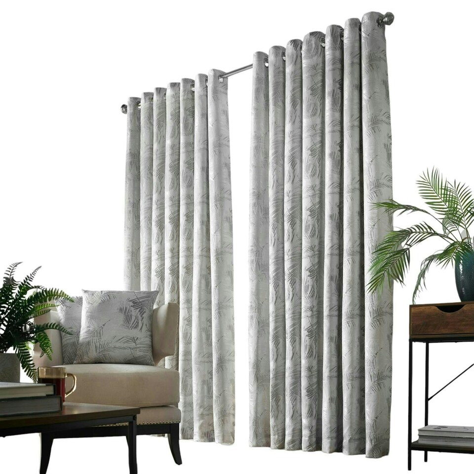 image 1 of Fiji Eyelet Curtains - Silver - 167 cm x 182 cm