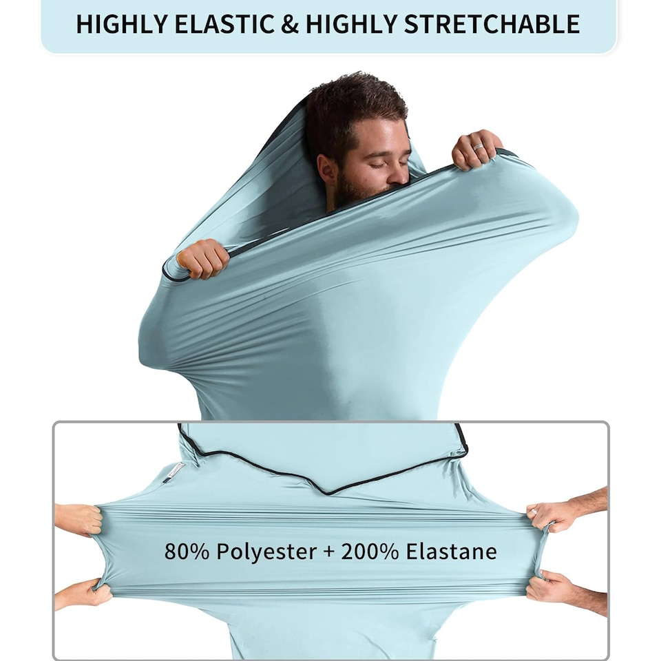 image 1 of High Elasticity Sleeping Bag Liner | Blue | Sea Salt Blue