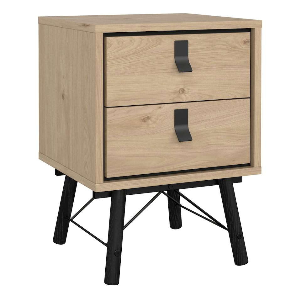image 1 of Ry Bedside Cabinet 2 Drawer Jackson Hickory Oak