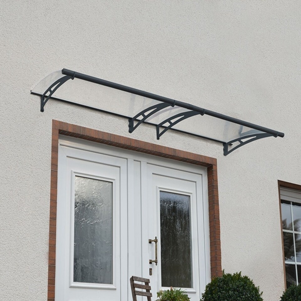 image 1 of Patio Cover Aquila Door Awning Canopy 3000 Clear - Acrylic - L302 x W91.5 x H17.5 cm - Grey Grey