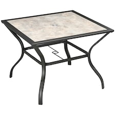 Outsunny Garden Table with Parasol Hole with PC Board Tabletop for 4