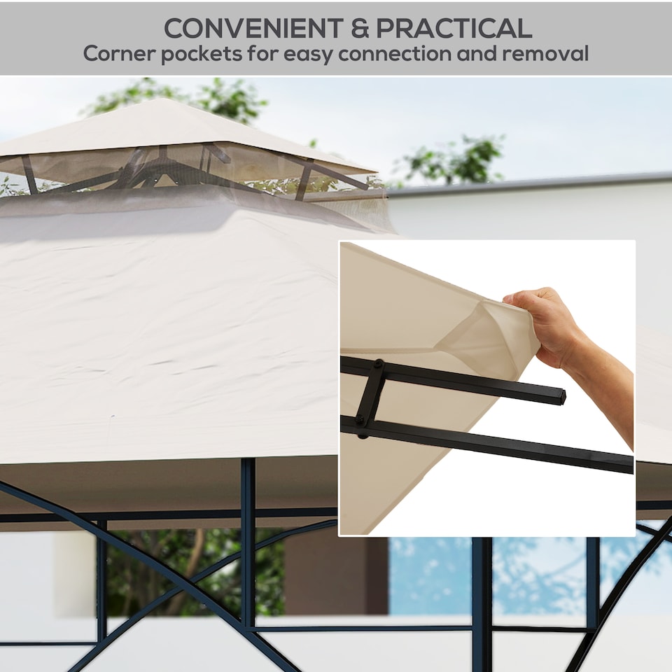 image 1 of Outsunny Gazebo Canopy Replacement Cover 3m x 3m 2 Tier Roof Top