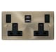 image 1 of SE HOME Antique Brass 2 Gang 13A Type A & C USB Twin Double Switched Plug Socket Brown | Antique Brass