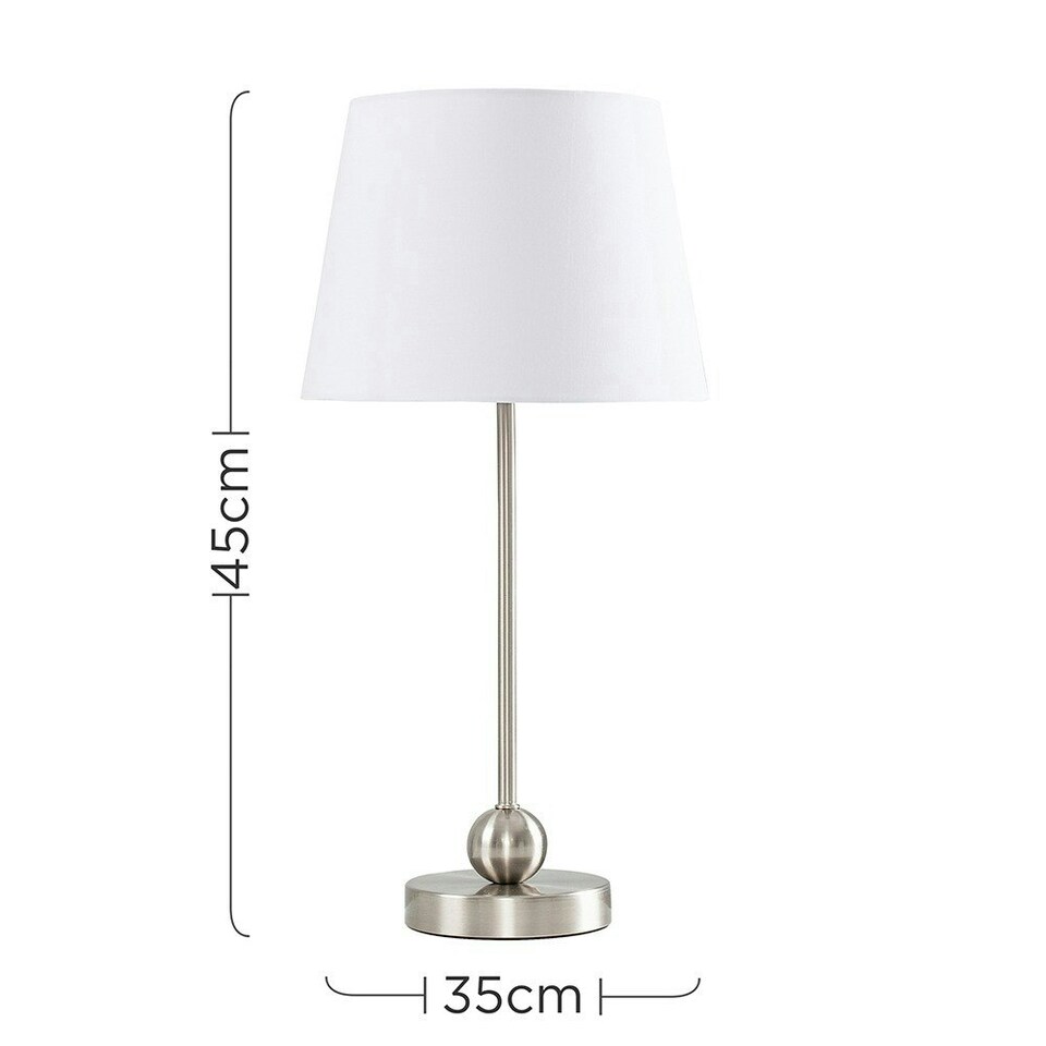 image 1 of ValueLights Silver Table Lamp White Shade White