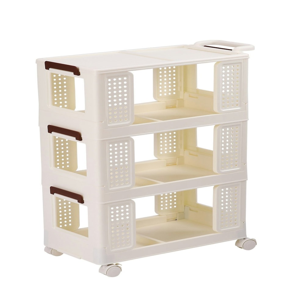 image 1 of Living and Home Three-Tier Folding Storage Cart