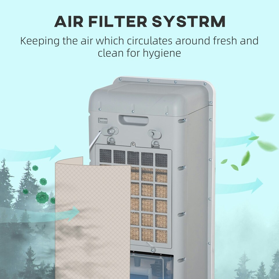 image 1 of HOMCOM Mobile Air Cooler, Evaporative Ice Cooling Fan Humidifier Unit