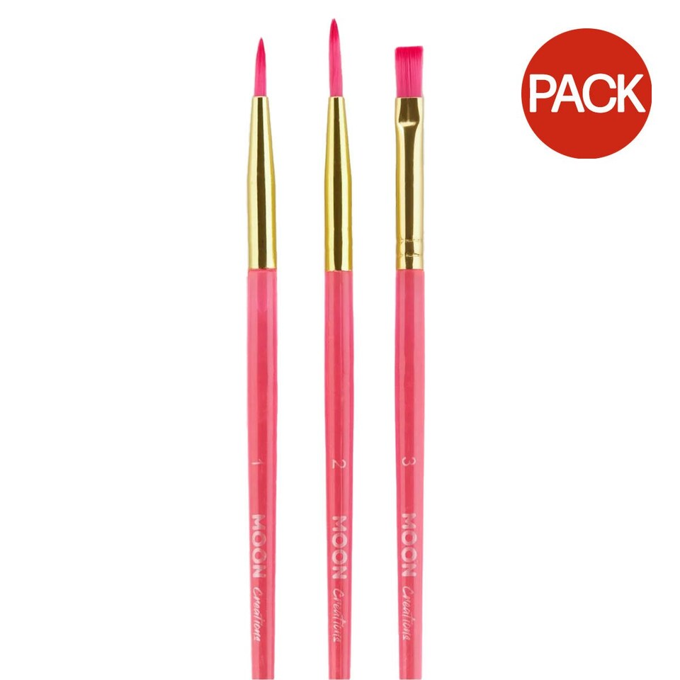image 1 of Moon Creations Face Paint Brush (Pack of 3) - Pink - One Size