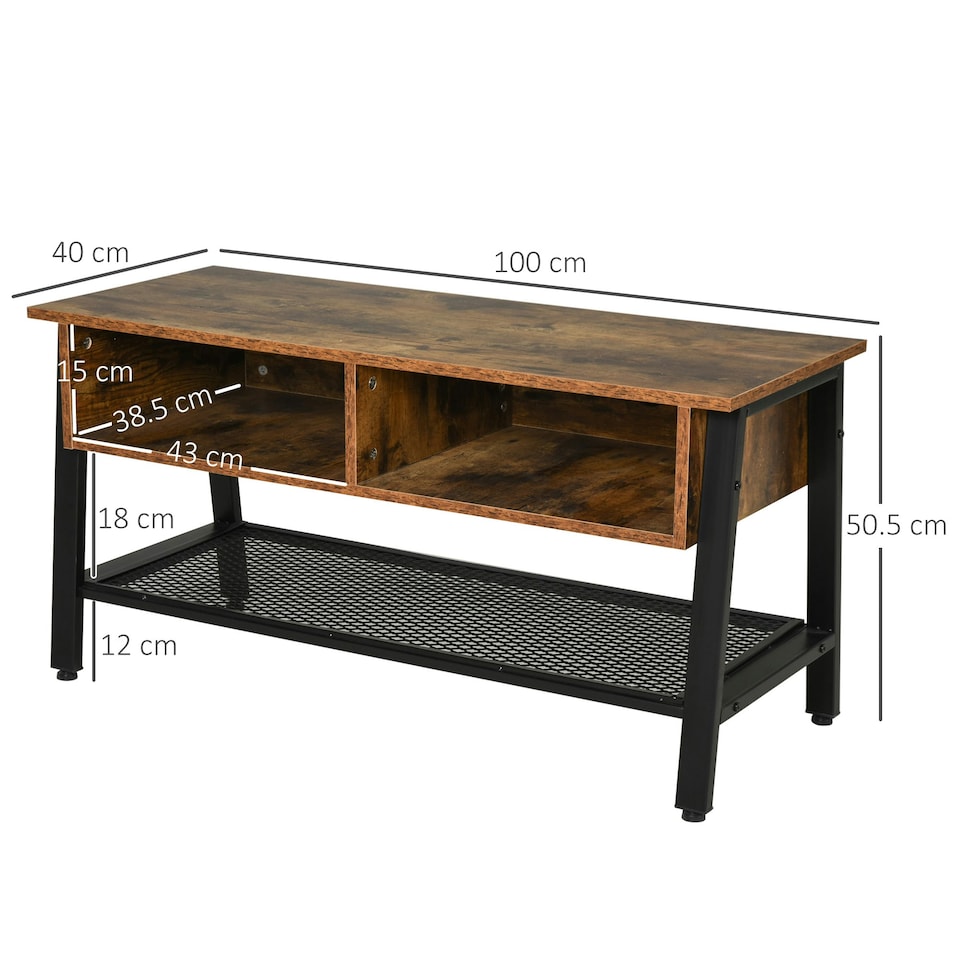 image 1 of HOMCOM Media Stand for TVs Up to 45" TV w/ 3 Shelves Cable Holes Metal Frame