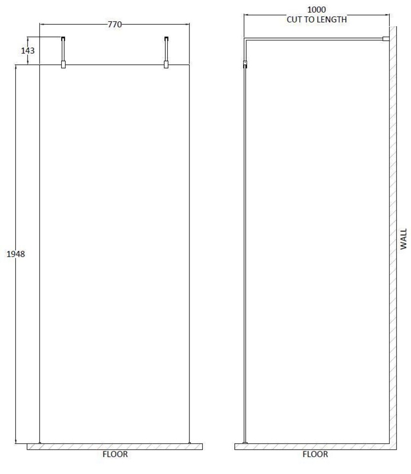 image 1 of Balterley Contemporary Wetroom Screen Aluminium | Copper | Brushed Brass