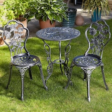Bistro Set Outdoor Patio Garden Furniture Table and 2 Chairs Metal