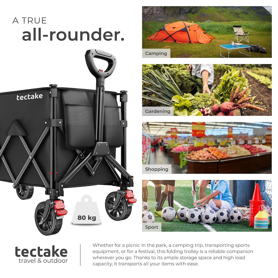 image 1 of Folding Trolley RollRider with Telescopic Handle and Front Swivel Wheels | Black | black | 1
