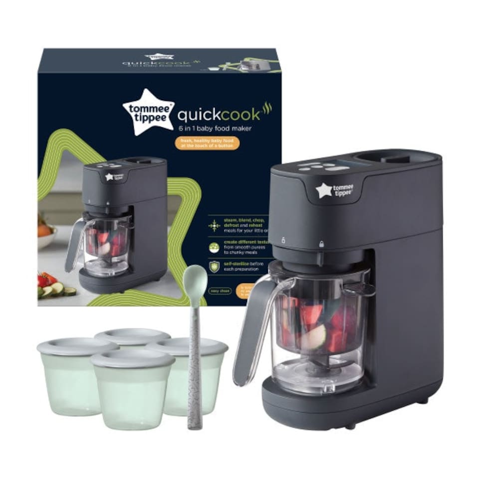 image 1 of Tommee Tippee Quick Cook 6-in-1 Baby Food Maker, Black Black