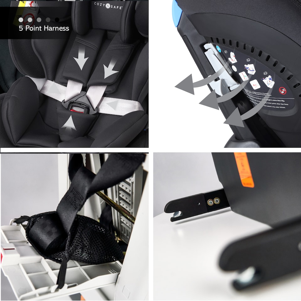 image 1 of Cozy N Safe Arthur 0-36kg Group 0+1/2/3 Car Seat, ISOFix & Top Tether, Extended Rear Facing, Birth to 12 Years, Convertible Baby Toddler Child Car Seat (Onyx)