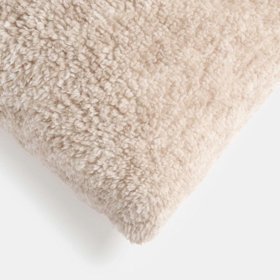 image 1 of OHS 2 x Teddy Marl Fleece Textured Cushion Covers, 45x45cm - Natural