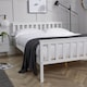 image 2 of Small Double White Wooden Bed 4ft Solid Pine Furniture High End Slatted Base