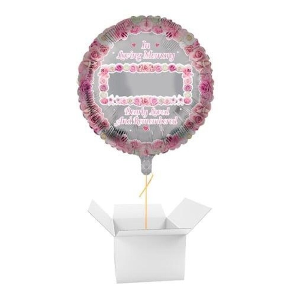 Personalised Pink Round Memorial Foil Helium Balloon - Inflated Balloon in a Box | Pink