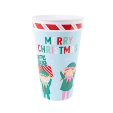 Merry Christmas Red Reusable Plastic Tumbler Cup 450ml