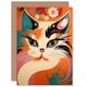 image 1 of Cat Lover Orange Blue Pink Floral Boho Retro Animal Greeting Card