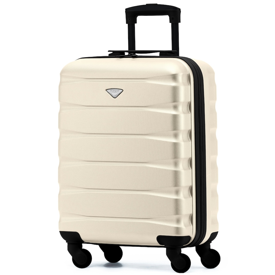image 1 of 55x40x20cm Ryanair (Priority) TUI, Carry on Cabin Suitcase Hard Shell Approved for 60+ Airlines Cream | Cream/Black | Cabin Bag