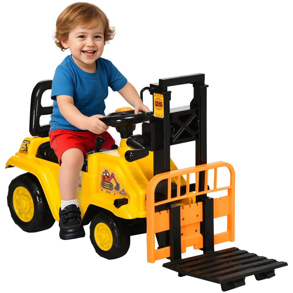 image 1 of HOMCOM Kids Ride-On Forklift Truck w/ Fork Tray, Under Seat Storage, Backrest
