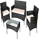 image 1 of Straame 4PC Rattan Garden Furniture Set with Table, 2 Cushioned Chairs & Double Sofa, (Black) Black