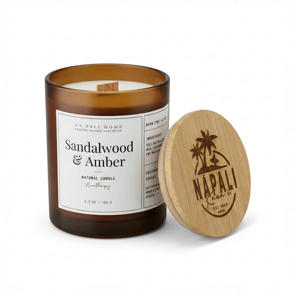 image 1 of Na Pali Handcrafted Candle | Aromatherapy | SANDALWOOD & AMBER