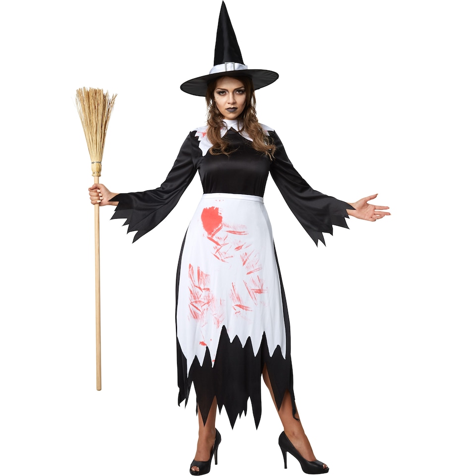 image 1 of Scary Witch - Halloween fancy dress costume for women | Black | black/white | 1