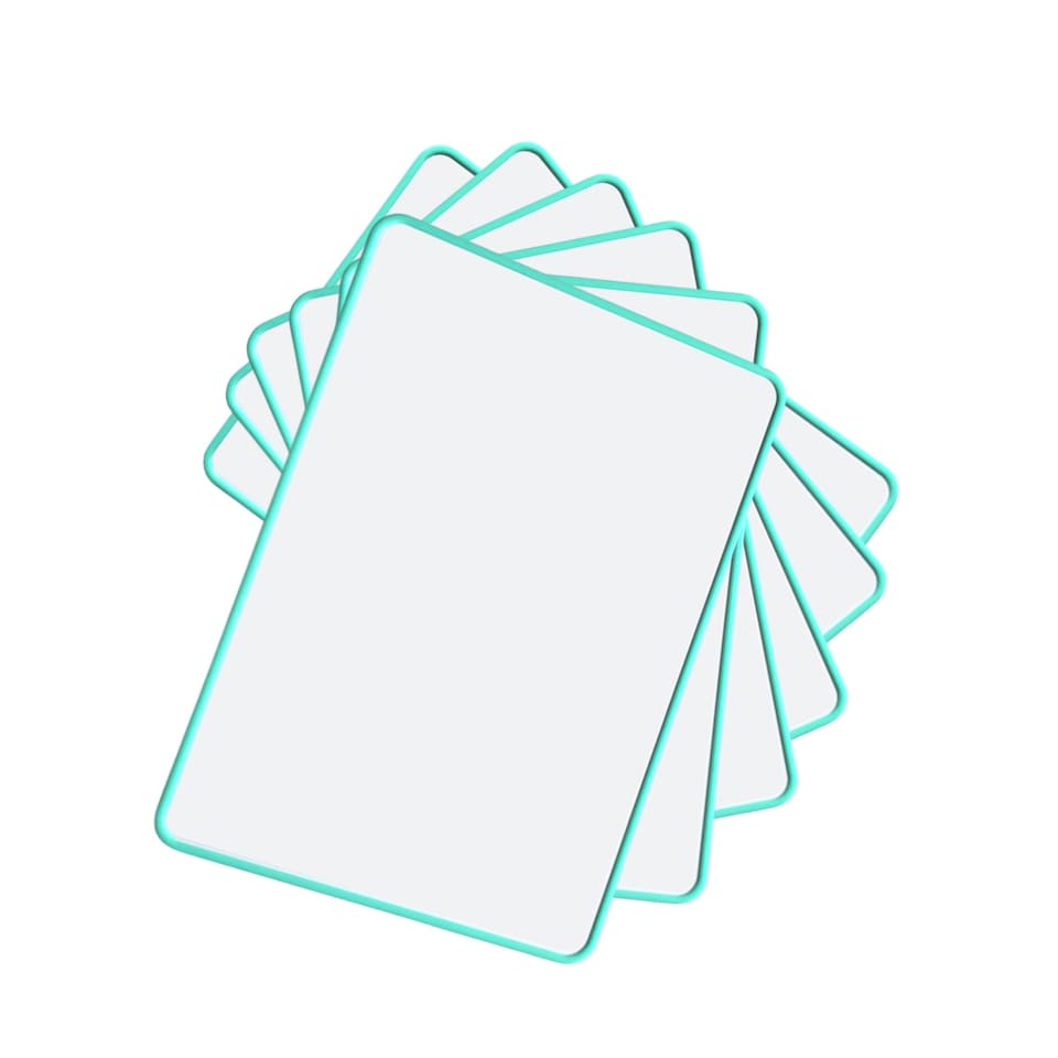 image 1 of Pack of 6 A4 Double Sided Magnetic Erasable MDF Plain Whiteboards With Cyan Border | Green | Cyan