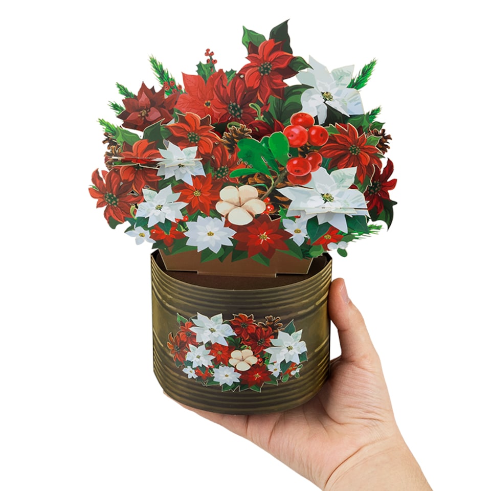 image 1 of Poinsettia Bouquet Holiday 3D Pop Up Christmas Card