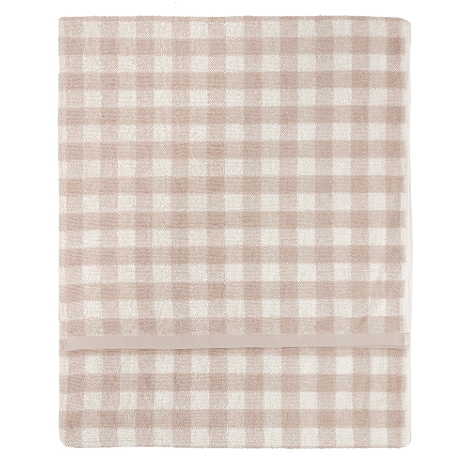 image 1 of Yard Barton Gingham 100% Cotton Check XL Bath Sheet, Natural