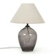 image 2 of ValueLights Olivet Grey Glass Table Lamp with Fabric Tapered Lampshade Bedside Light - Bulb Included Grey