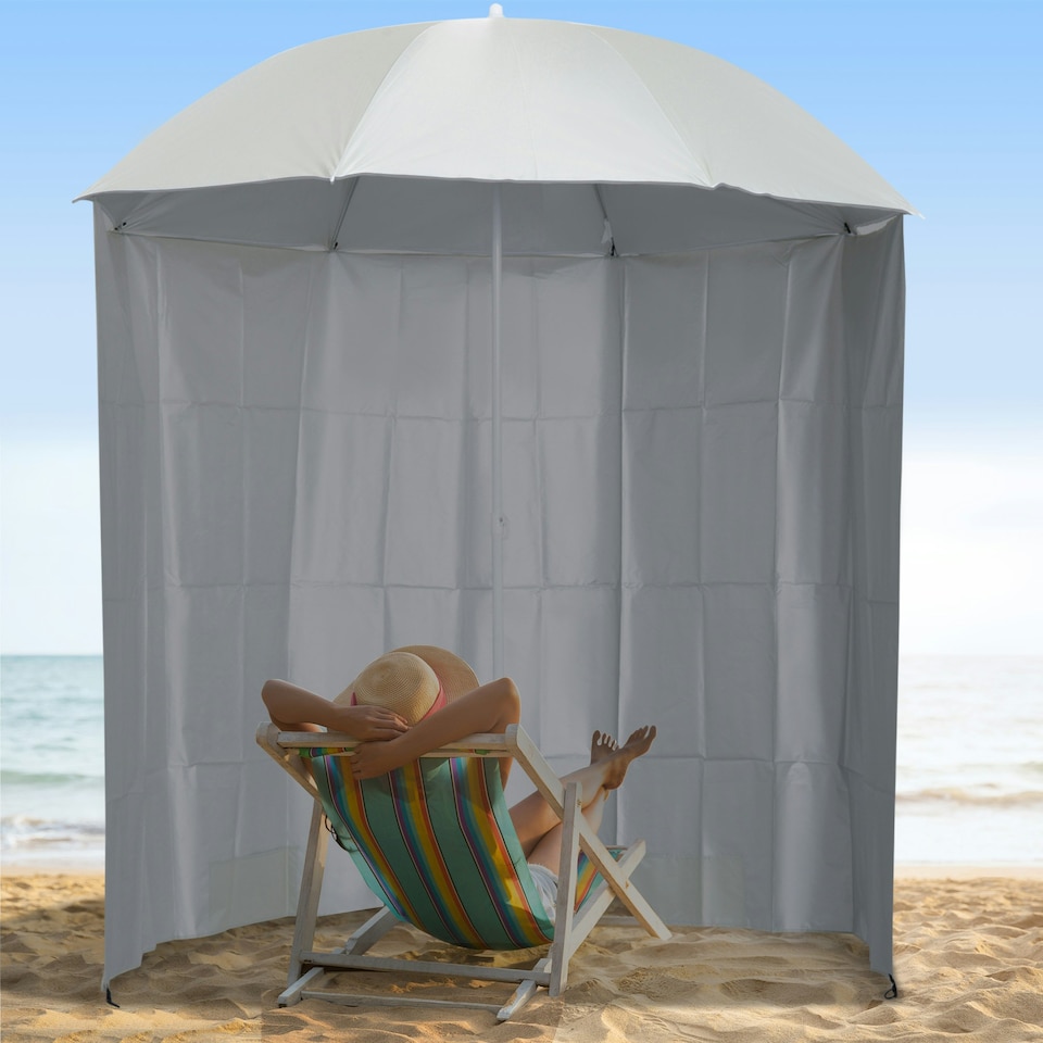 image 1 of Outsunny 2.2M Outdoor Parasol Fishing Umbrella Beach Sun Shelter w/ Carry Bag