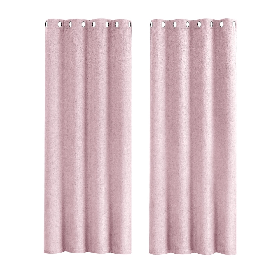 image 1 of Pink Lined Blackout Eyelet Curtains - 46 x 63 Inch Drop - 2 Panel | Pink | One Size