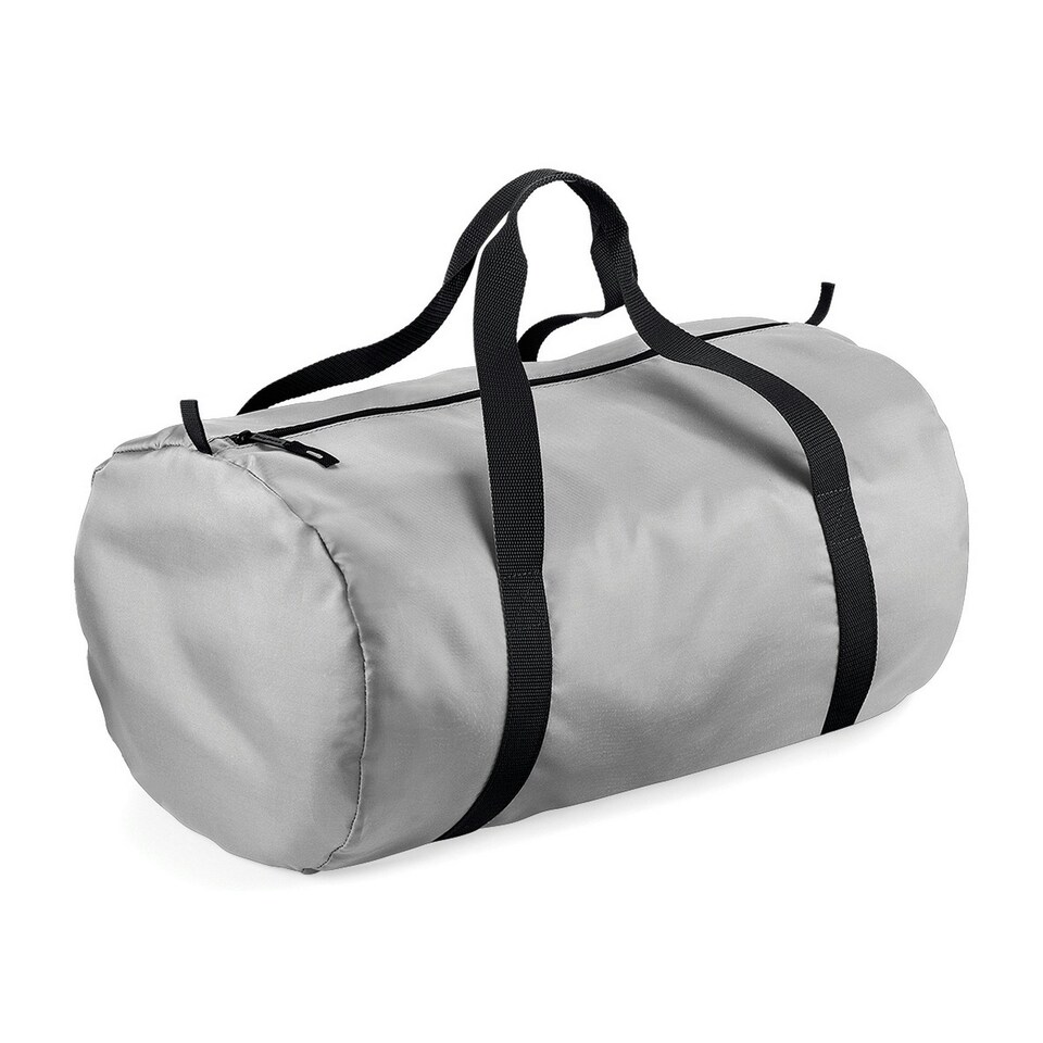 BagBase Packaway Barrel Bag / Duffle Water Resistant Travel Bag (32 Litres) - Silver / Black - One Size