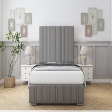 Sloomy Langston Pewter Dumfries Bed Frame With Mattress With 50" Upholstered Headboard 3' Single