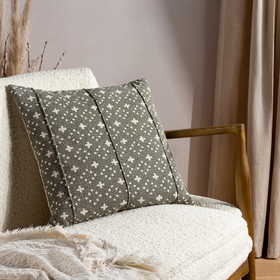 image 1 of Yard Helm Organic Woven Cushion, Lichen, 50 x 50cm