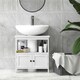 image 6 of kleankin Bathroom Pedestal Under Sink Cabinet with Storage Shelves, Door, White White | White