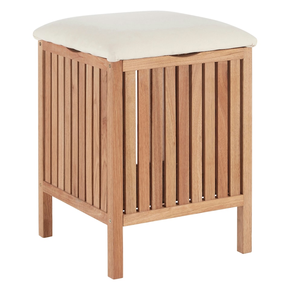 image 1 of Interiors By Premier Dual Purpose Wood Storage Stool, Natural Walnut Build Storage Stool For Livingroom, Fabric Seat Stool