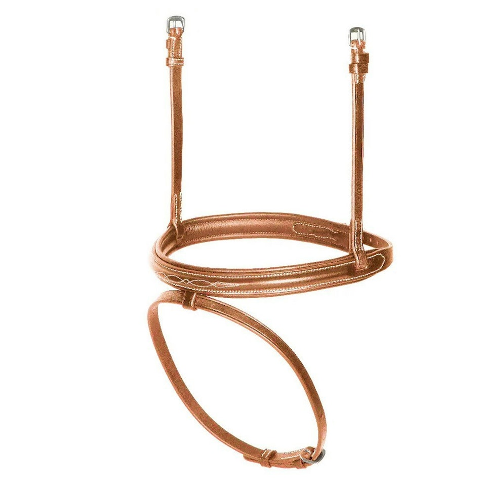 Avignon Padded Leather Horse Flash Noseband - Oak Brown - X Full
