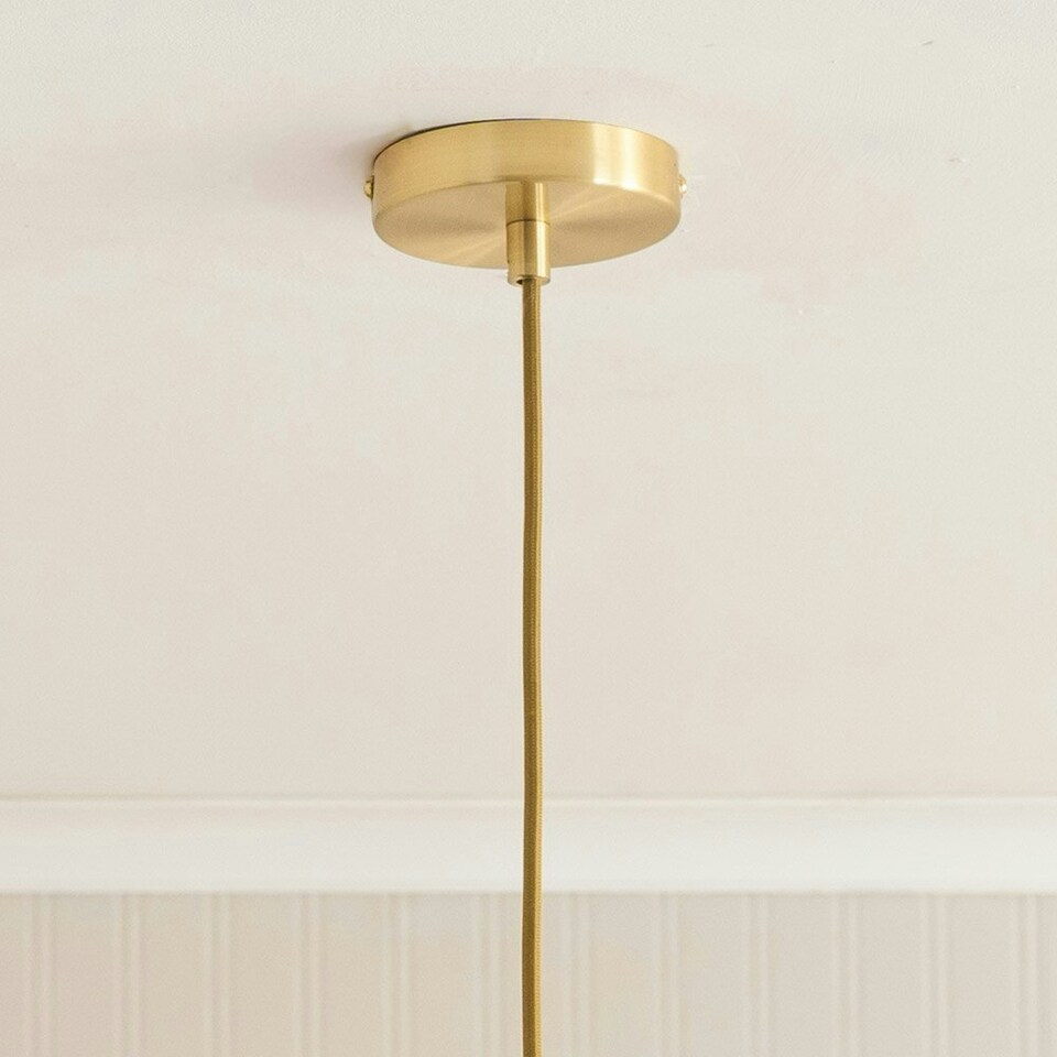 image 1 of ValueLights Corinne Twill Spiral Clear Glass Brushed Gold Capped Ceiling Pendant Light Gold