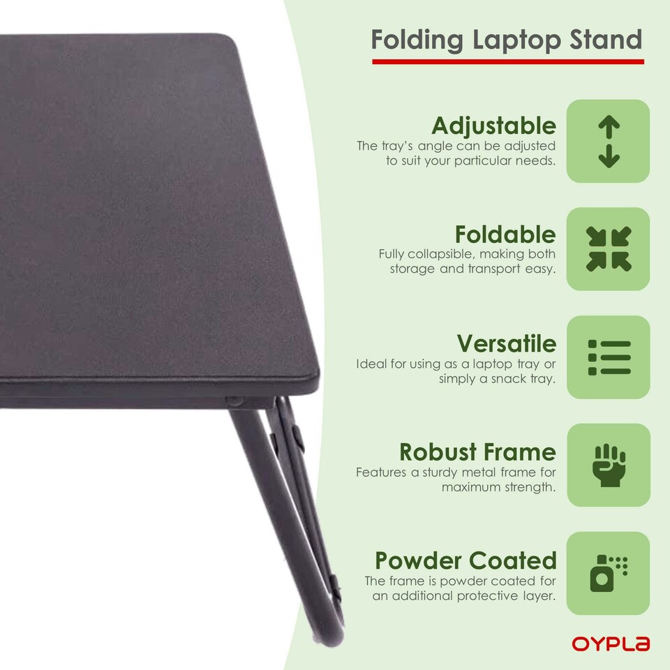 image 1 of Oypla Black Portable Folding Laptop Notebook Tablet Computer Table Desk Stand Black