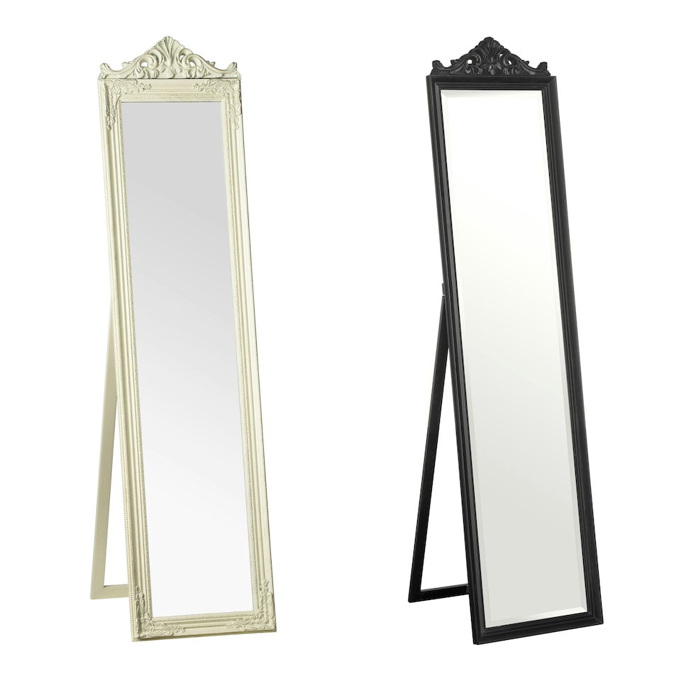 image 1 of Boudoir Floorstanding Mirror with Matt Black Finish Black