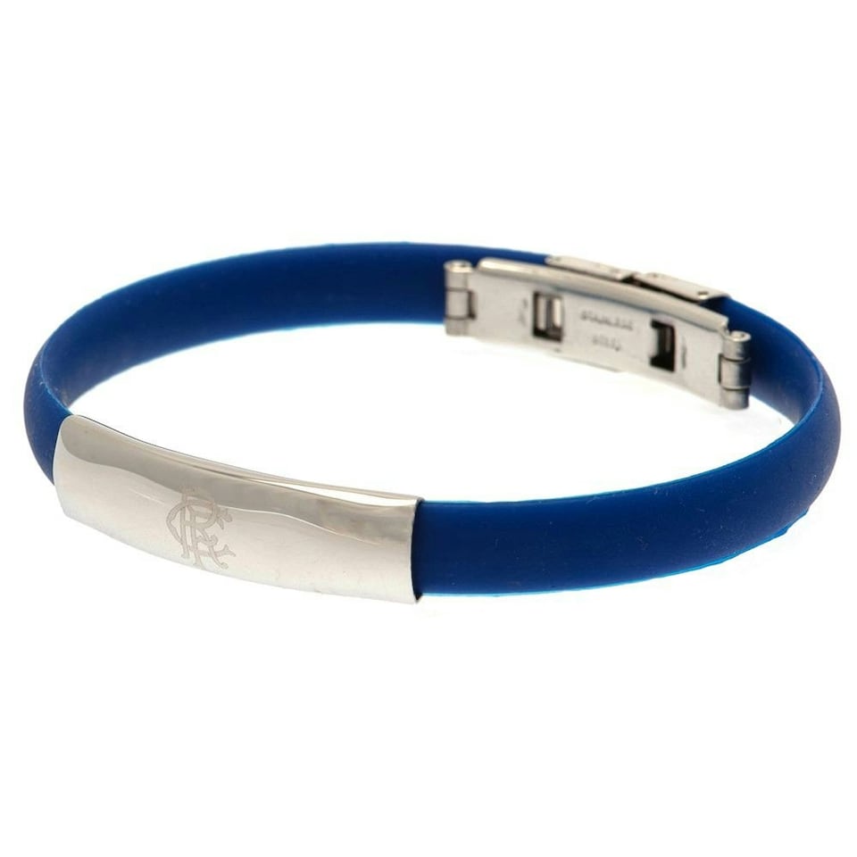image 1 of Rangers FC Silicone Crest Bracelet - Blue/Silver - One Size