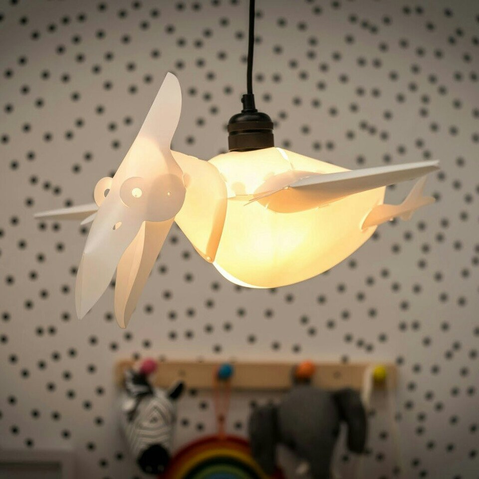 image 1 of ValueLights Children's Pterodactyl Dinosaur White Ceiling Pendant Shade
