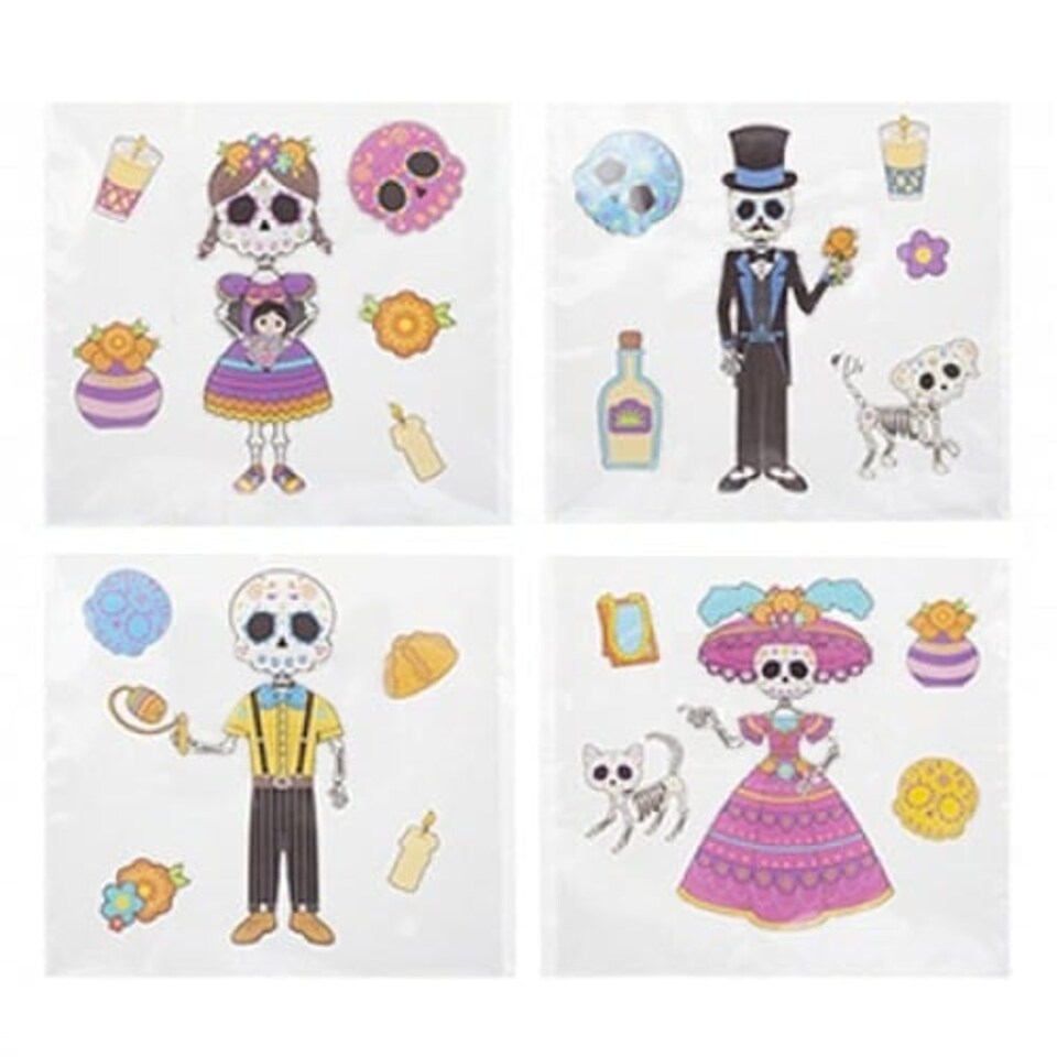image 1 of Assorted Day of The Dead Halloween Gel Stickers Window Decorations