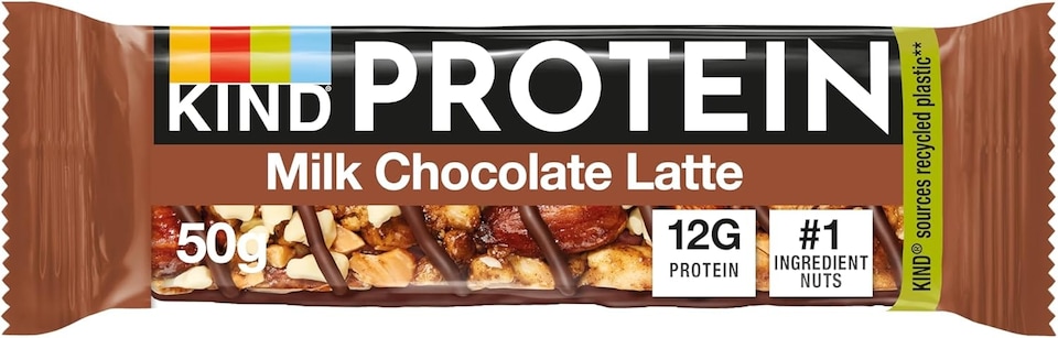 image 1 of KIND Protein Bars, Gluten Free Snack Bars, Milk Chocolate Latte, High Fibre, Source of Protein, No Artificial Colours, Flavours or Preservatives, 12 x 50g | Brown
